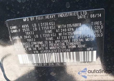 2015 Subaru Outback 2.5I Limited из США, поврежденный, VIN 4S4BSAJC5F3217306